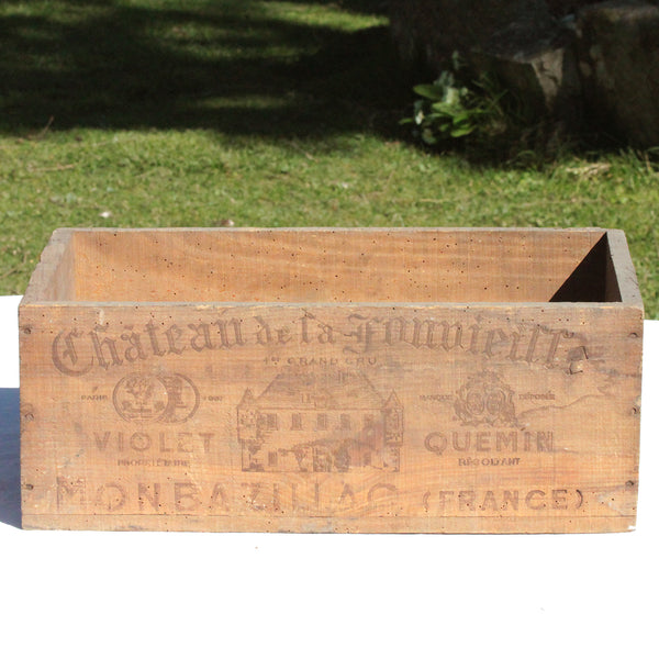 Ancienne caisse publicitaire en bois vins Château de la Fonvieille Montbazillac années 1940