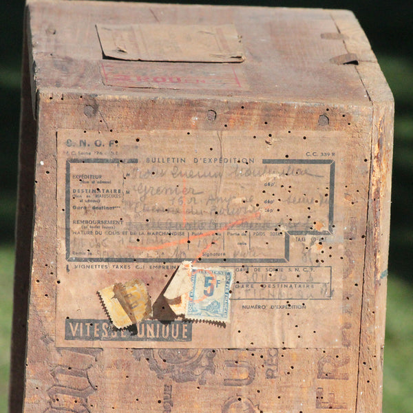 Ancienne caisse publicitaire en bois vins Château de la Fonvieille Montbazillac années 1940