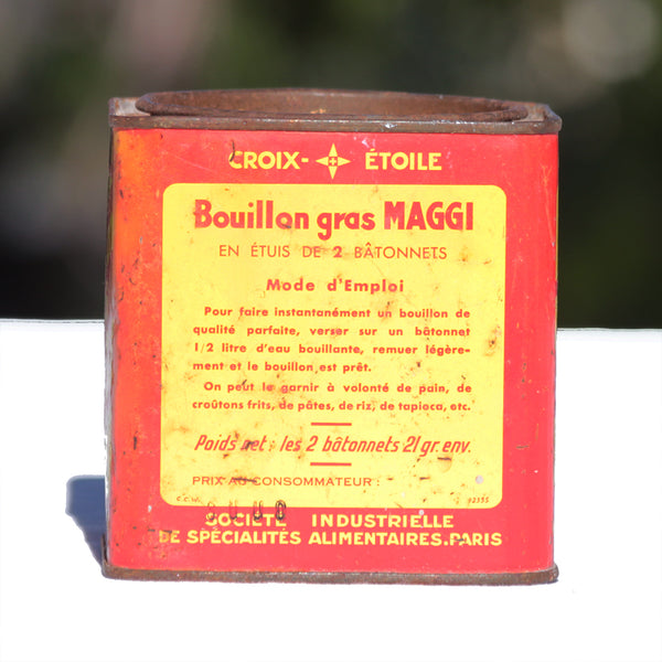 Ancienne boîte publicitaire vide en tôle bouillon gras Maggi pour 30 étuis