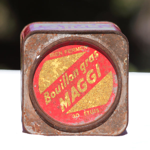 Ancienne boîte publicitaire vide en tôle bouillon gras Maggi pour 30 étuis