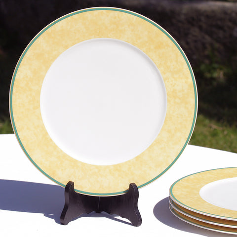 Ensemble de 4 grandes assiettes plates 30.5 cm Villeroy & Boch jaune marbré