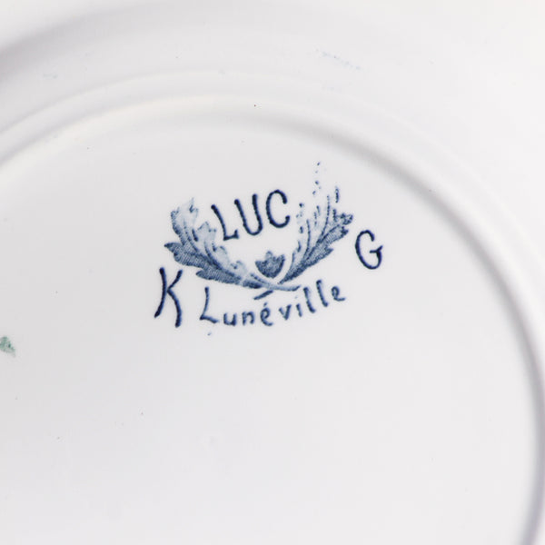 Ensemble de 6 assiettes plates anciennes en faïence de K&G Lunéville modèle Luc