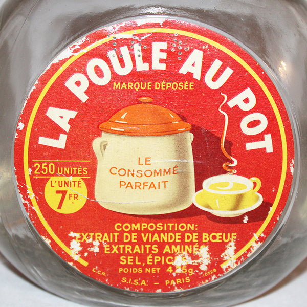 Ancien bocal publicitaire d'épicerie La Poule au Pot