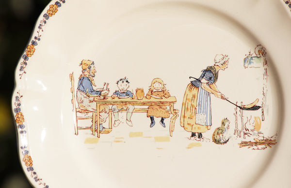 Assiette plate 25.5 cm en faïence de Sarreguemines modèle Enfants Richard ( à l'unité )