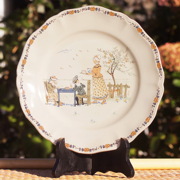 Assiette plate 25.5 cm en faïence de Sarreguemines modèle Enfants Richard ( à l'unité )