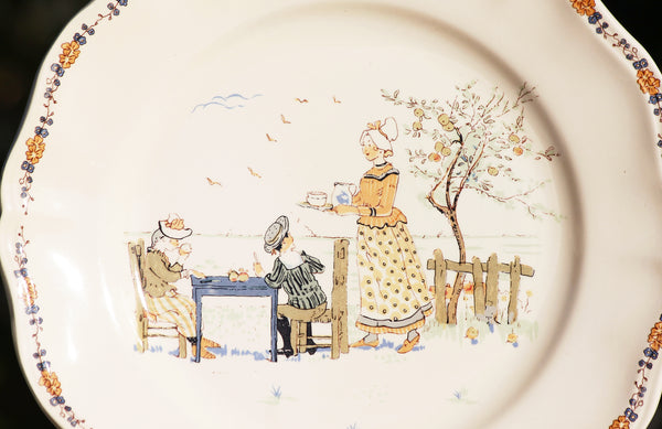 Assiette plate 25.5 cm en faïence de Sarreguemines modèle Enfants Richard ( à l'unité )