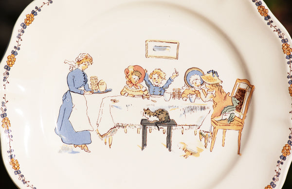 Assiette plate 25.5 cm en faïence de Sarreguemines modèle Enfants Richard ( à l'unité )