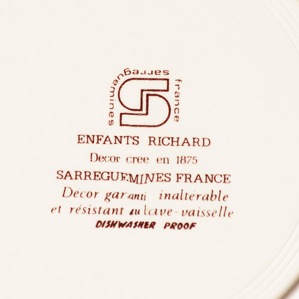 Assiette creuse 23 cm en faïence de Sarreguemines modèle Enfants Richard ( à l'unité )