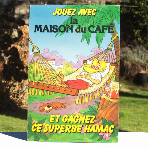 Grand carton publicitaire d'épicerie vintage la Maison du Café jeu concours