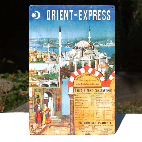 Plaque Orient Express en tôle lithographiée vintage Wagons-Lits Diffusion