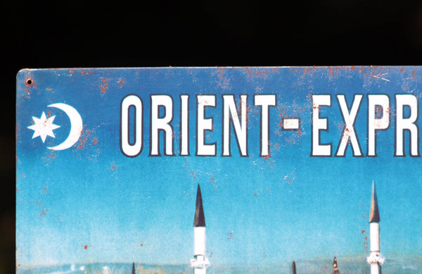 Plaque Orient Express en tôle lithographiée vintage Wagons-Lits Diffusion