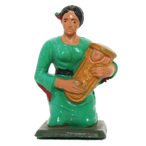 Figurine plastique Starlux femme squaw indienne verte Far West petite casse