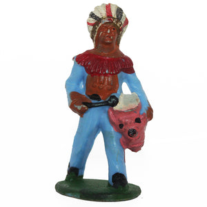 Figurine plastique Cyrnos indien bleu au tambour Far West