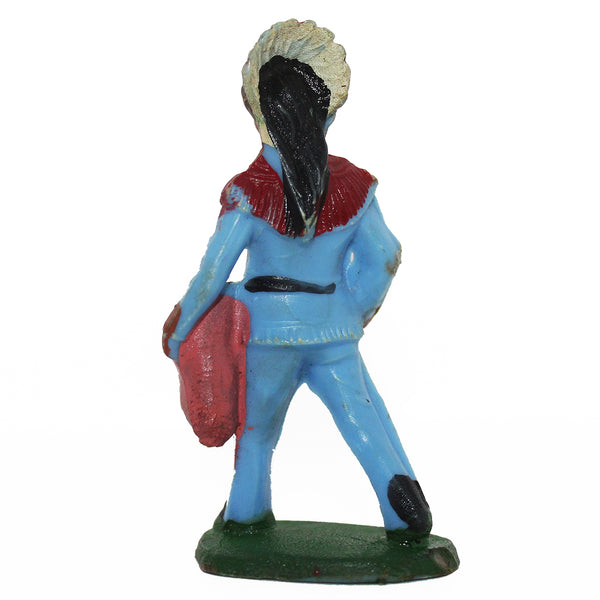 Figurine plastique Cyrnos indien bleu au tambour Far West