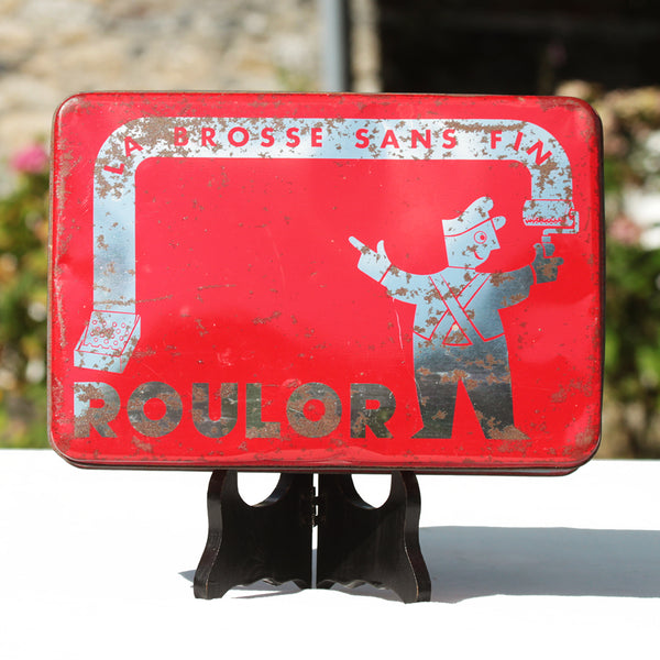 Ancienne boîte-camion publicitaire Roulor avec ses accessoires