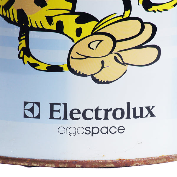 Grande boîte baril publicitaire en métal Marsupilami Electrolux Ergospace vide