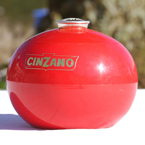 Seau à glaçons publicitaire Cinzano vintage en plastique rouge