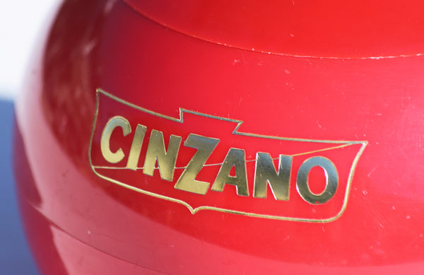 Seau à glaçons publicitaire Cinzano vintage en plastique rouge
