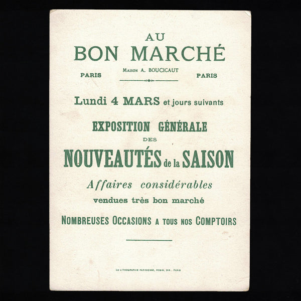 Série complète de 6 anciennes chromos publicitaires Au Bon Marché l'Oiseau Bleu