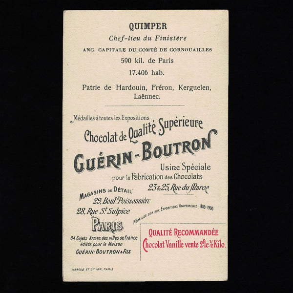 Série de 11 anciennes chromos publicitaires Guérin Boutron Armes des villes de France