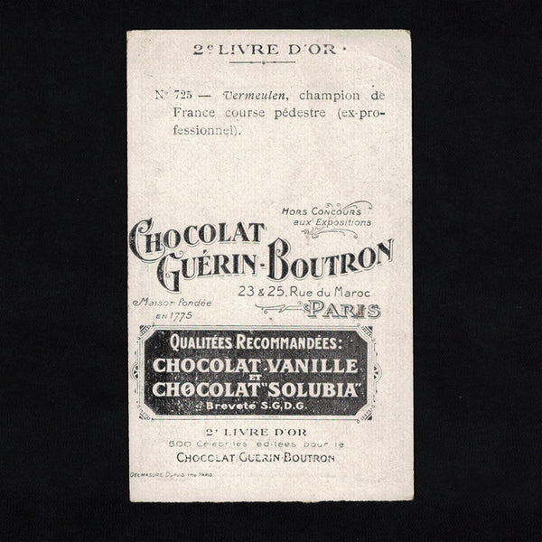 Ancienne chromo publicitaire Guérin Boutron Célébrités 725 Vermeulen