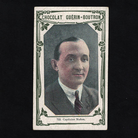 Ancienne chromo publicitaire Guérin Boutron Célébrités 722 Capitaine Madon