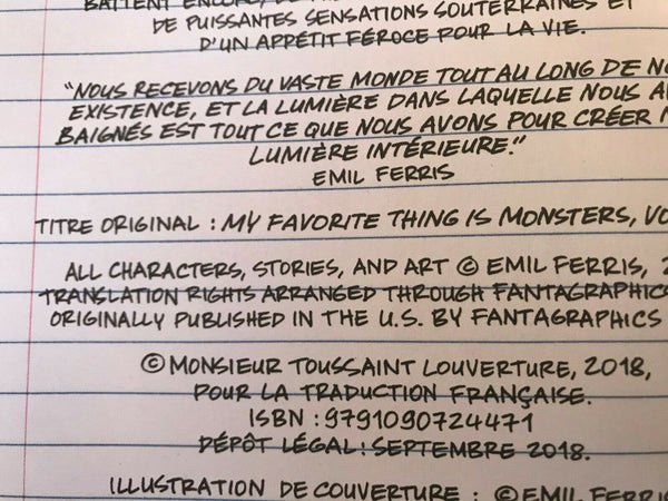 Livre - Moi ce que j'aime c'est les monstres Livre Premier Emil Ferris EO 2018